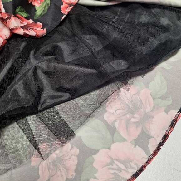 Papillon Rose Dress Womens Large Midi Tie Belt Waist Zip Back Pink Green Floral - Picture 8 of 15